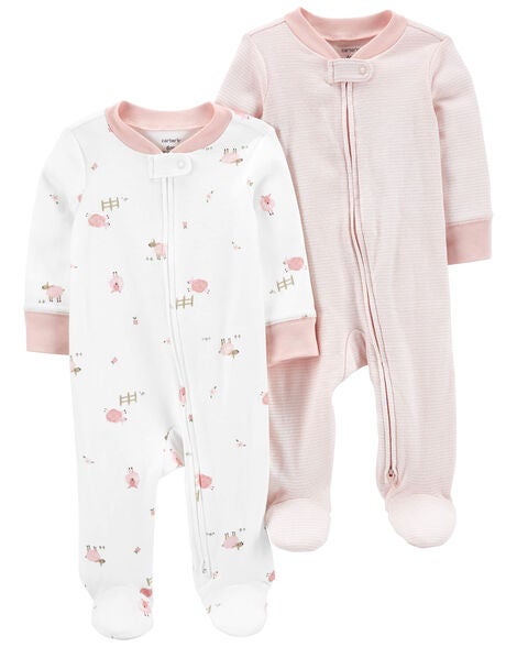  Product image 1 of Baby 2-Pack 2-Way Zip Cotton Sleep & Play Pajamas