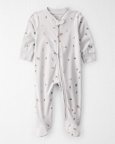 Baby Organic Cotton Sleep & Play Pajamas in Frosted Trail Print