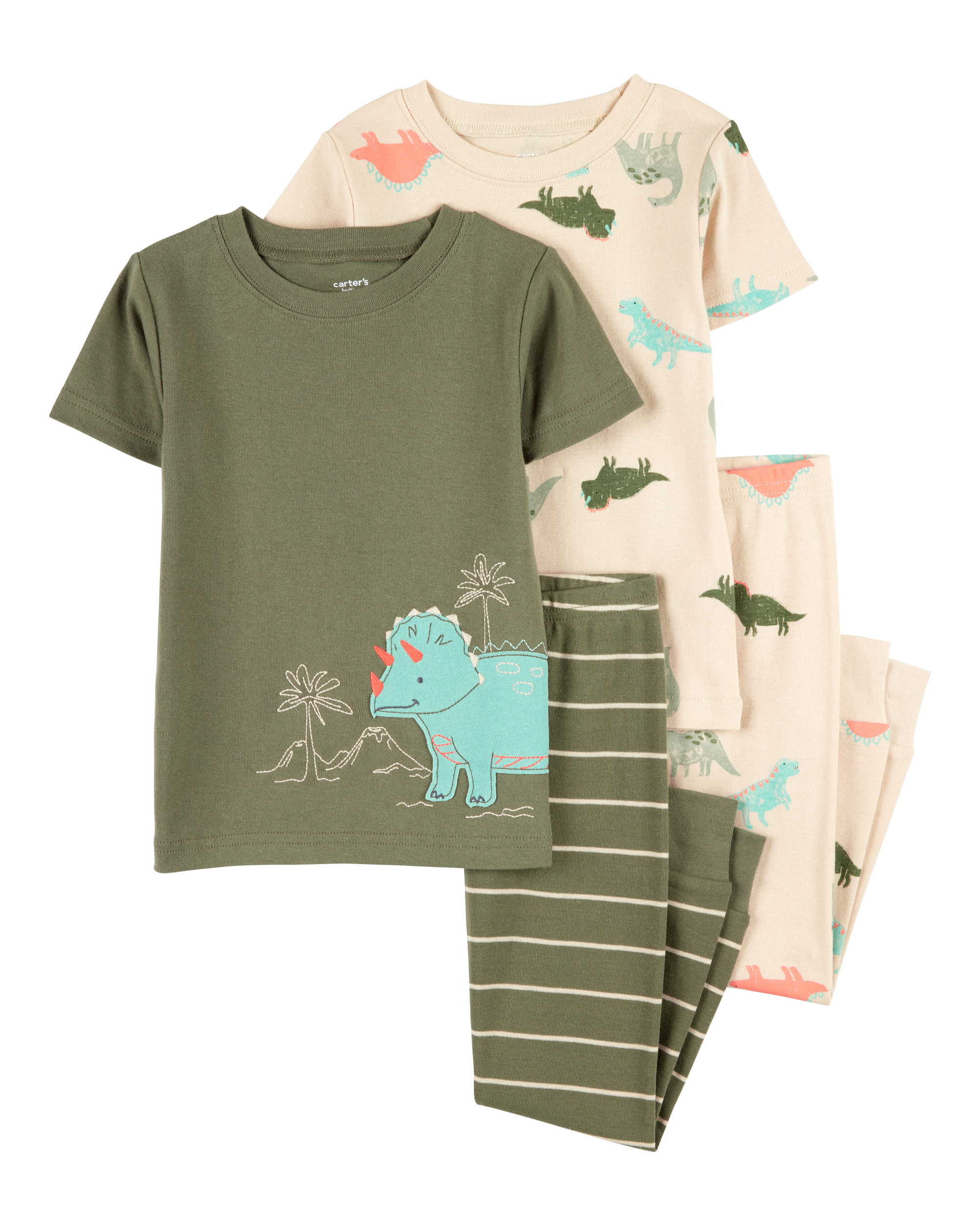 Baby 4-Piece Dinosaur Cotton Pajamas