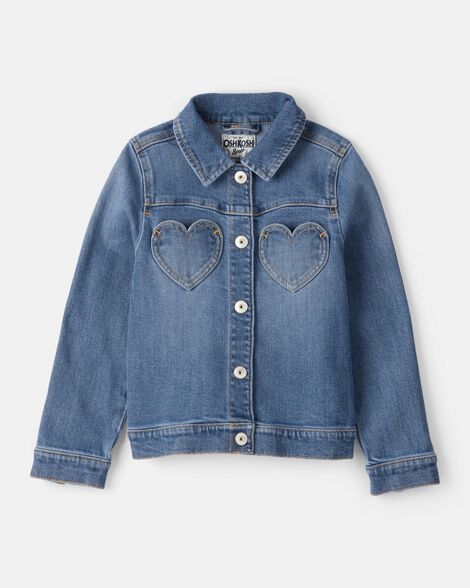 Girls Heart Denim Jacket - Blue