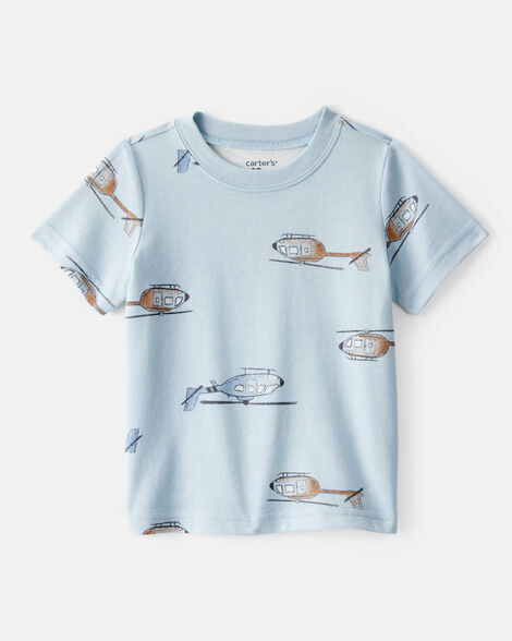 baby boy helicopter print short-sleeve tee - blue