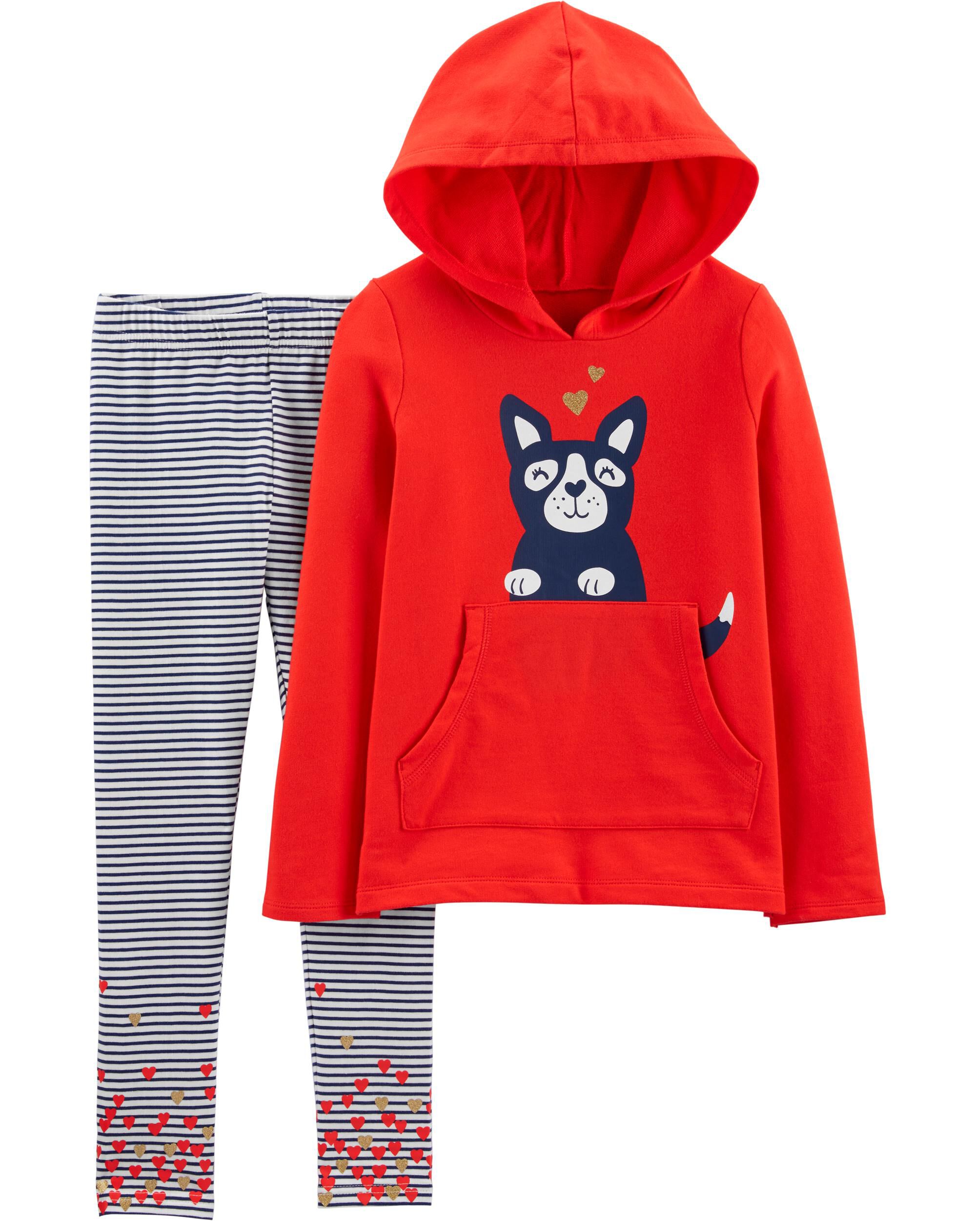 Carters Toddler Girl Striped Hooded Valentines Dress