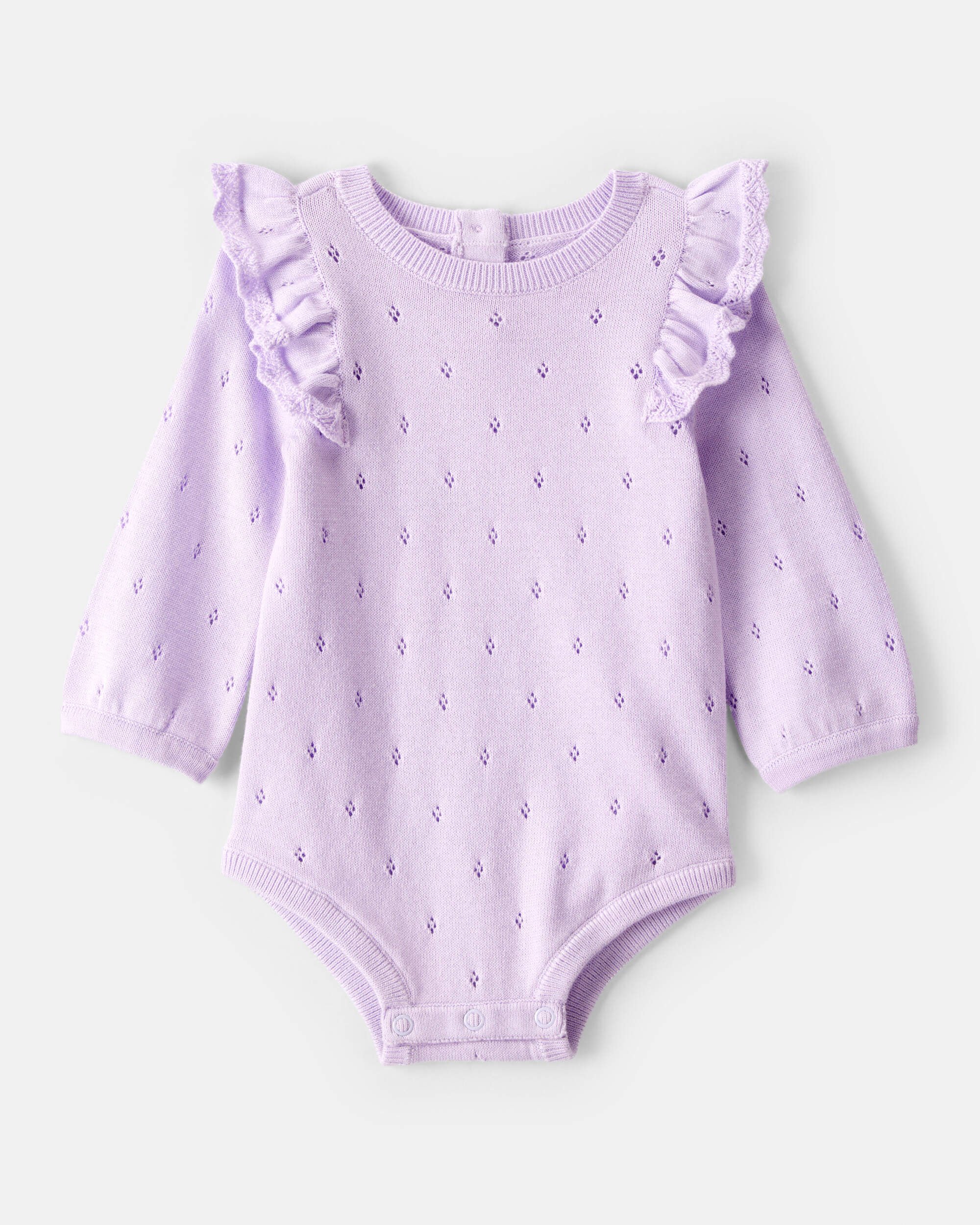 Baby Girl Long-Sleeve Sweater Bodysuit - Purple