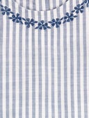 Blue/White - Baby Striped Linen Look-Alike Fashion Tank - Blue/White, Selected