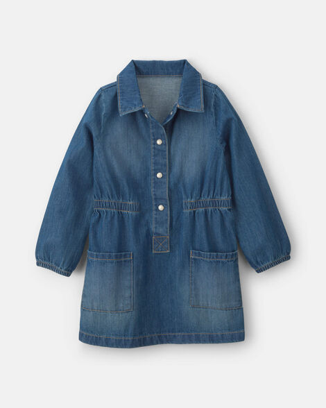 Toddler Girl Denim Long-Sleeve Dress - Medium Wash