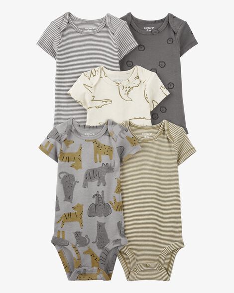 Product image 1 of Baby Boy 5-Pack Striped Alligator Short-Sleeve Bodysuits