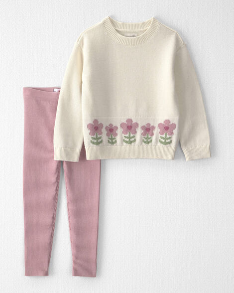 Toddler Girl 2-Piece Organic Cotton Sweater Knit Top & Pant Set