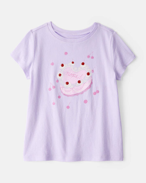 Girls Heart Cake Short-Sleeve Graphic Tee - Purple