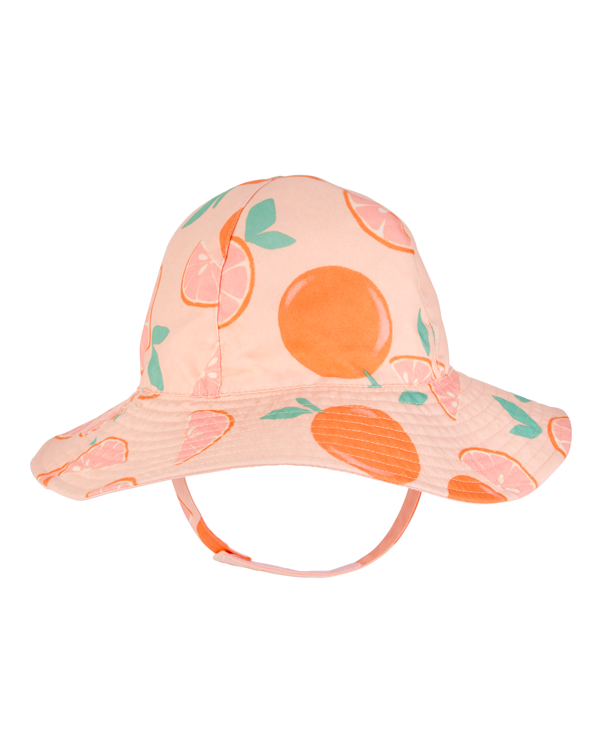 Baby Girl Orange Fruit Print Reversible Swim Hat - Orange/Peach