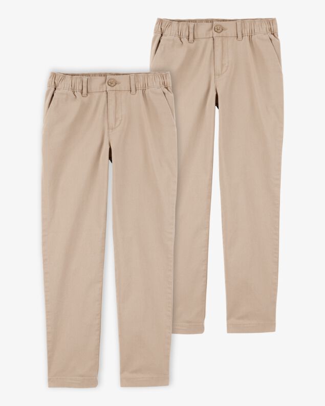 Product image 1 of Kid 2-Pack Stretch Chino Uniform Pants - Khaki