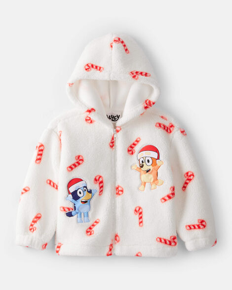 toddler girl bluey™ sherpa hooded zip-up jacket
