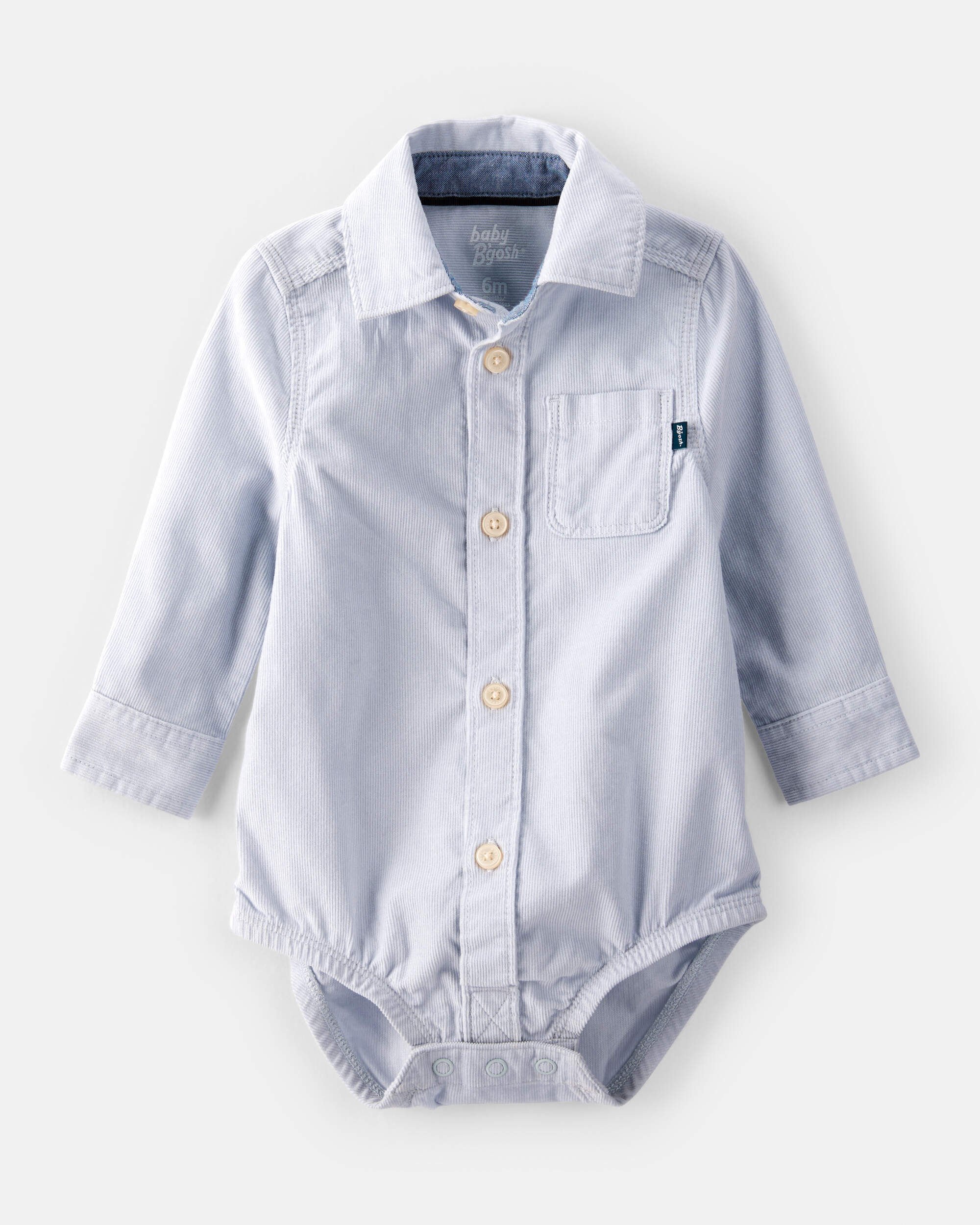 Baby Boy Corduroy Long-Sleeve Button-Down Bodysuit - Blue