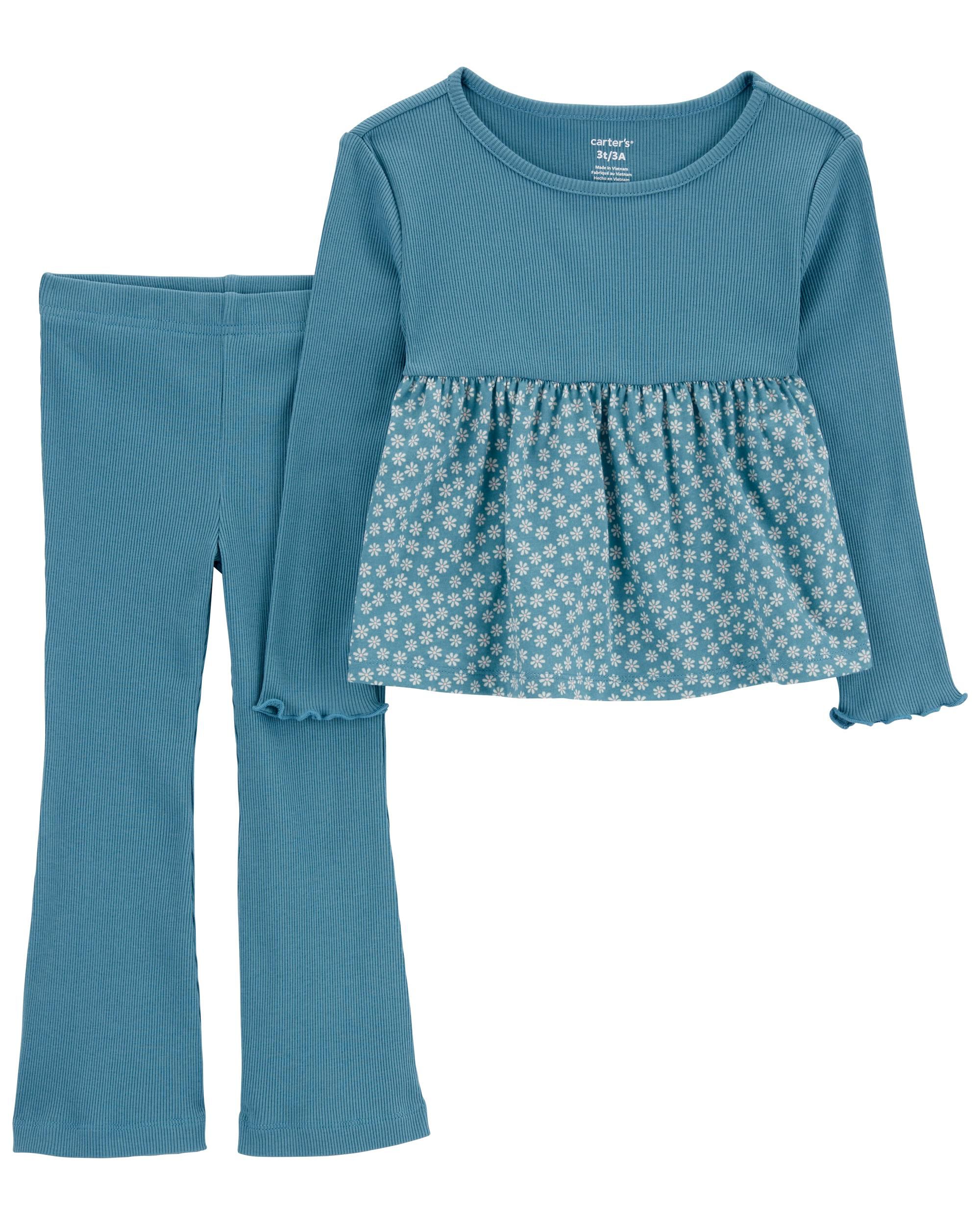 Toddler 2 Piece Floral Top Flare Legging Set