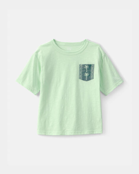 boys palm tree pocket tee - green
