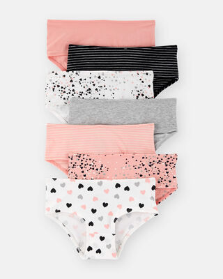 Product image 1 of Toddler Girl 7-Pack Heart Print Brief Underwear - Orange/Black