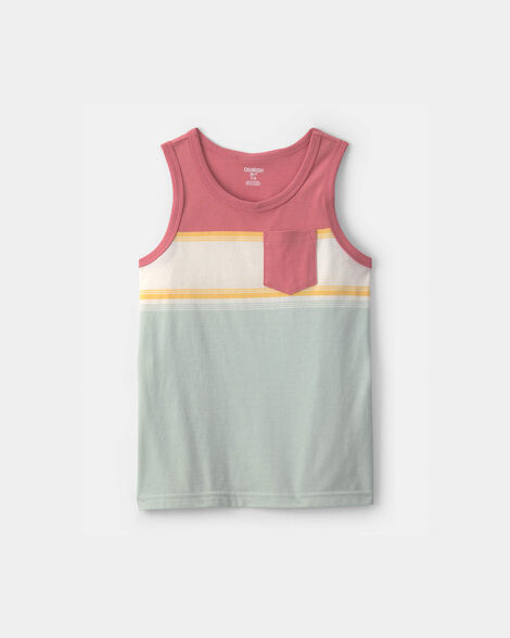 Boys Colorblock Pocket Tank Top - Red/Ivory/Blue