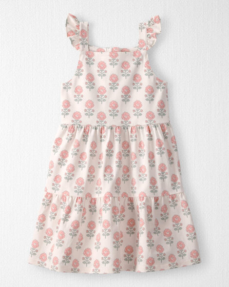 Toddler Girl Organic Cotton Tiered Dress in Rosebud Petal Print