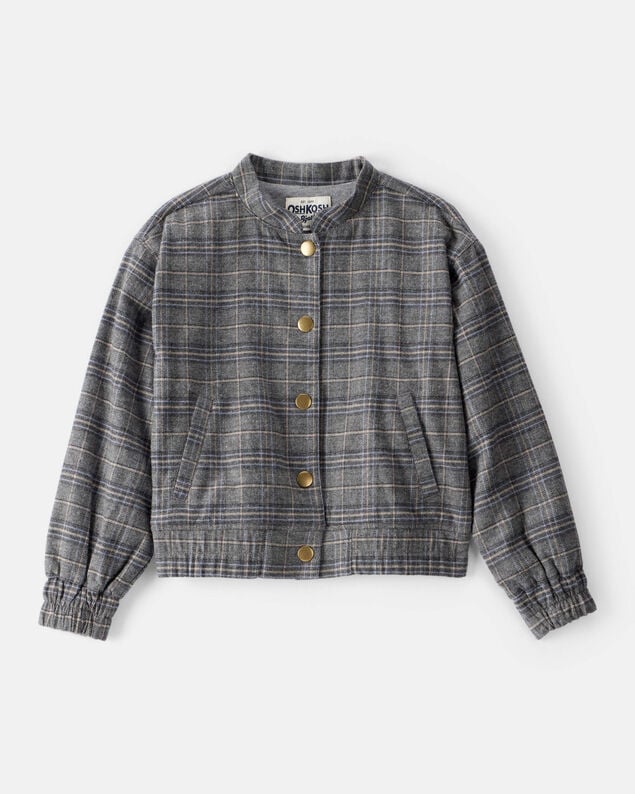 Product image 1 of Girls Plaid Cotton Long-Sleeve Fashion Jacket - Grey