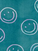 Teal - Kid 2-Piece Smiley Face Fuzzy Velboa Footie Pajamas, Selected