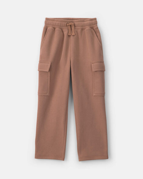 boys fleece cargo pants - tan