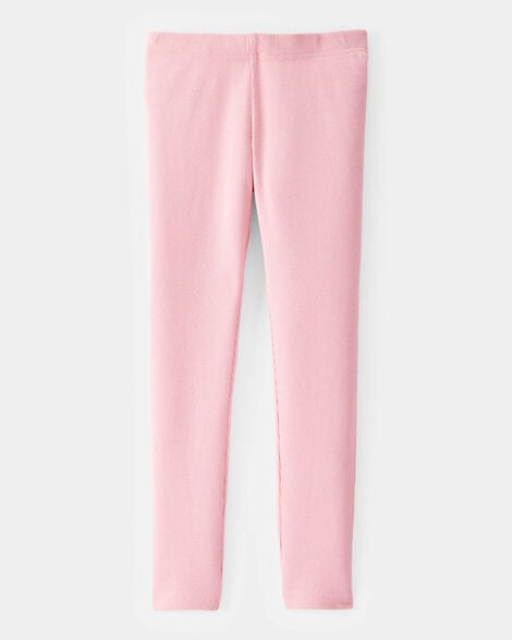 Product image 2 of Kid Solid Cotton Ribbed Stretch Leggings - Pink