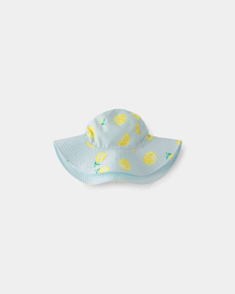 toddler girl reversible lemon swim hat - blue