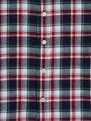 Red, Blue - Kid Plaid Button-Front Shirt, Selected