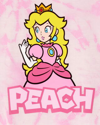Product image 2 of Kid Super Mario Bros™ Princess Peach Print Loose Fit 2-Piece Pajamas - Pink