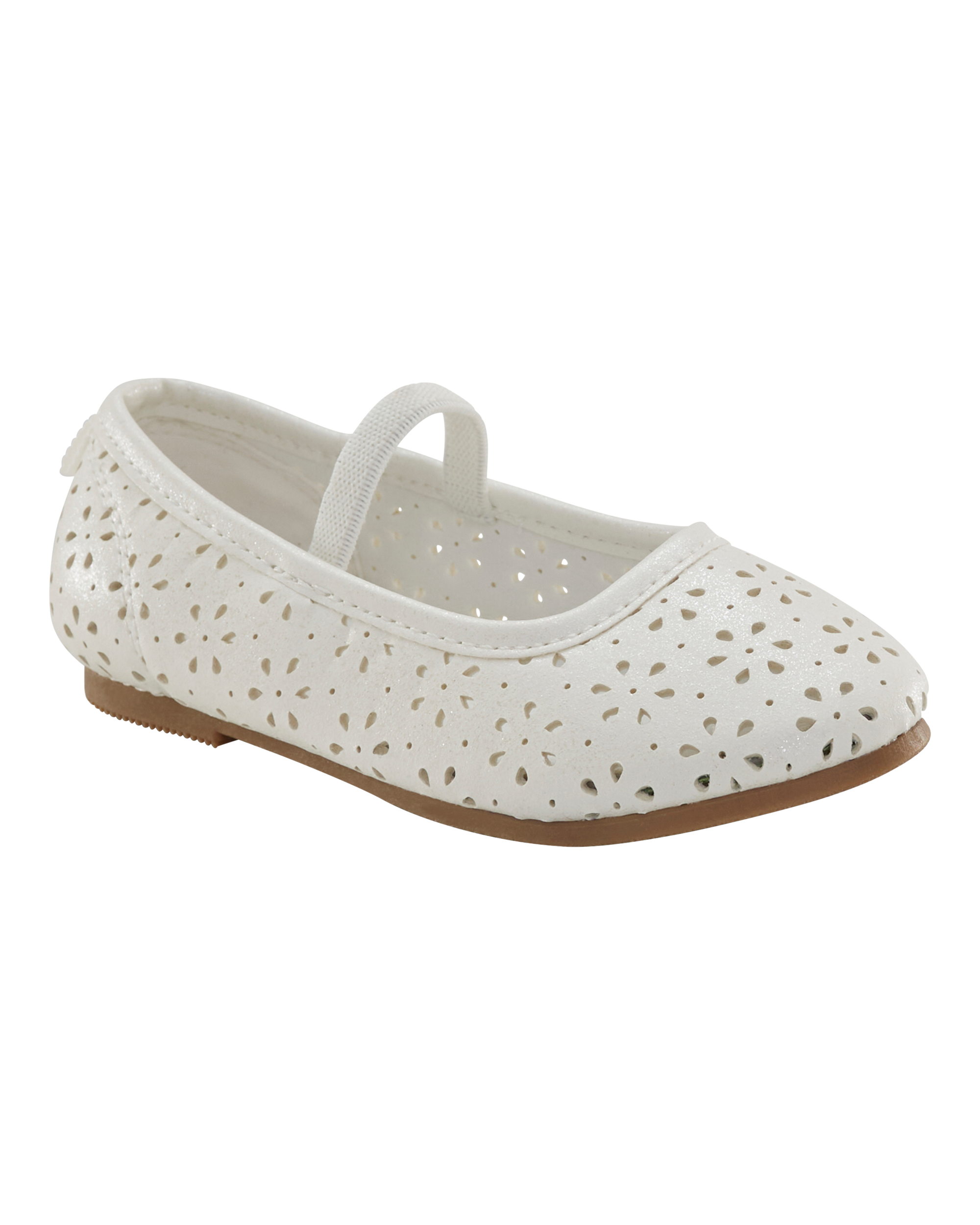 Toddler Floral Ballet Flats - White