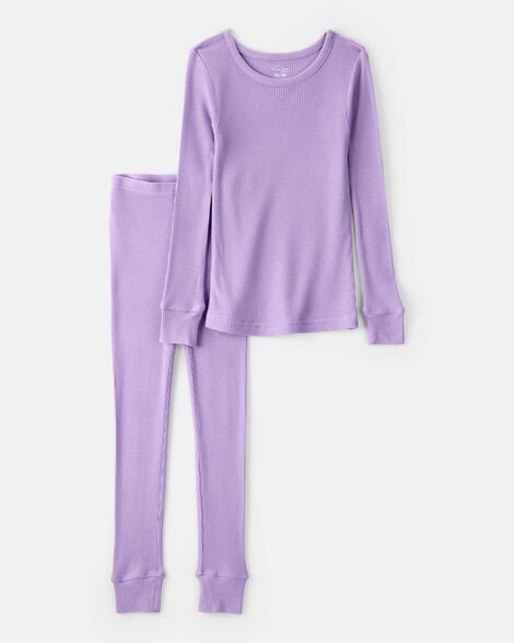 girls purelysoft long-sleeve 2-piece pajamas - purple