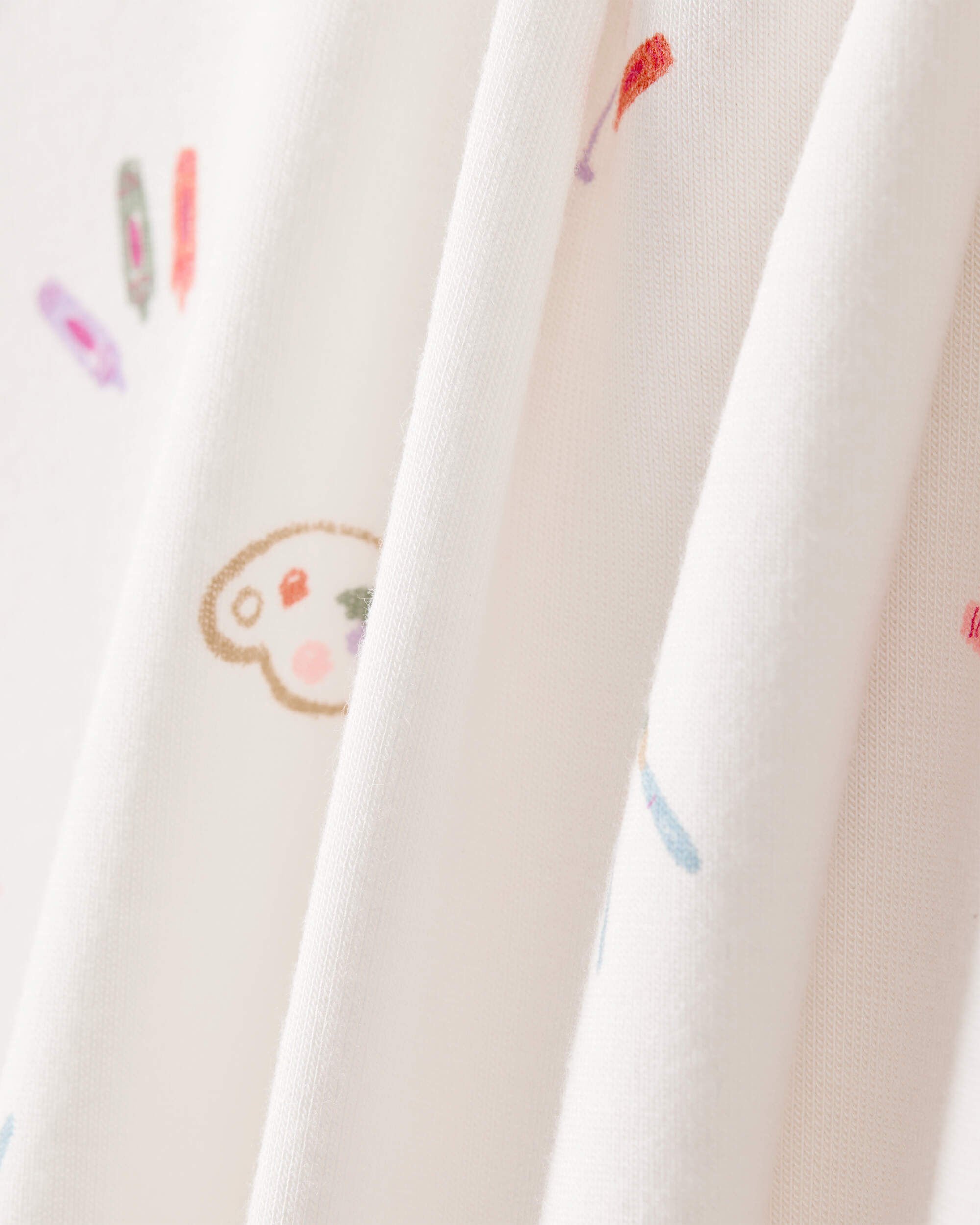 Baby Girl Painting & Coloring Print PurelySoft Long-Sleeve 2-Way Zip 1-Piece Pajamas - Ivory