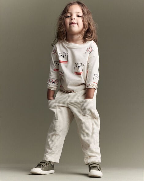 Toddler Boy Corduroy Pocket Pant - Cream