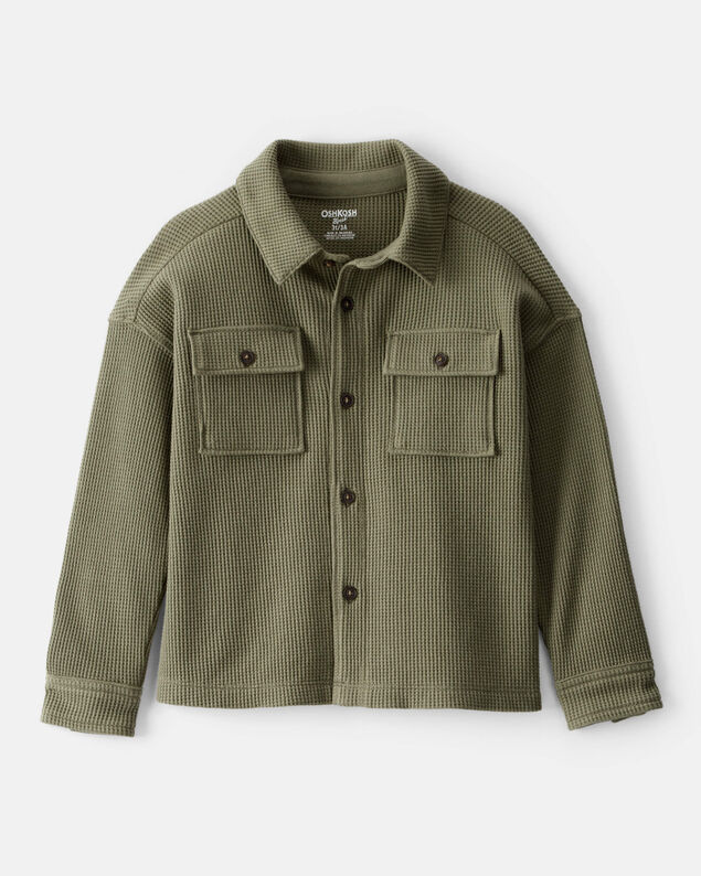Product image 1 of Toddler Boy Long-Sleeve Waffle Knit Utility Shirt - Green