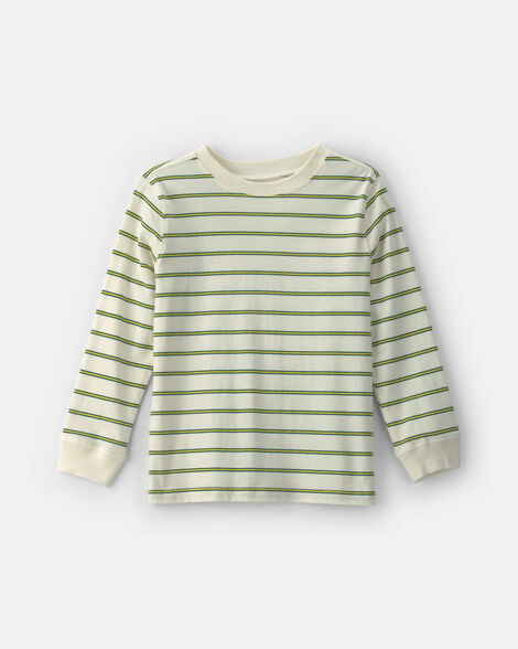 boys striped long-sleeve t-shirt - cream/green