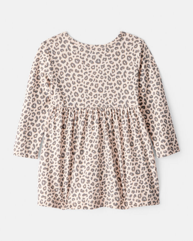 Product image 2 of Baby Girl Leopard Print Long-Sleeve Dress - Brown