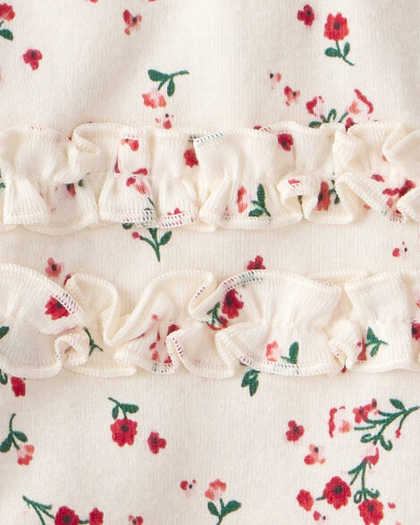 Product image 3 of Baby Girl 3-Piece Floral Merry Cotton Bodysuits & Pant Set - White/Red