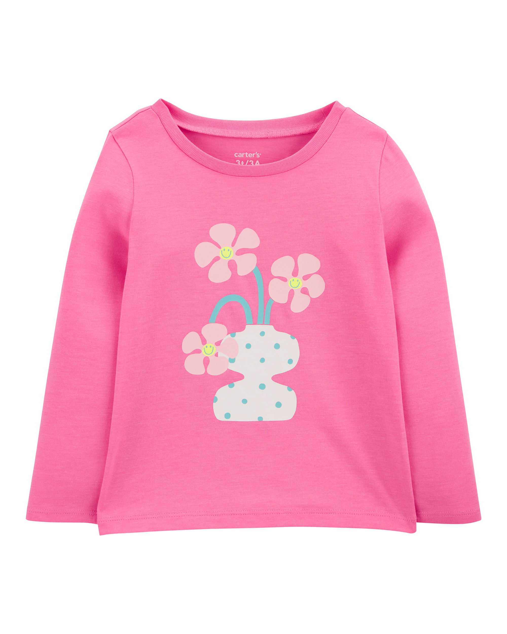 Girls Flower Cotton Blend Graphic Tee