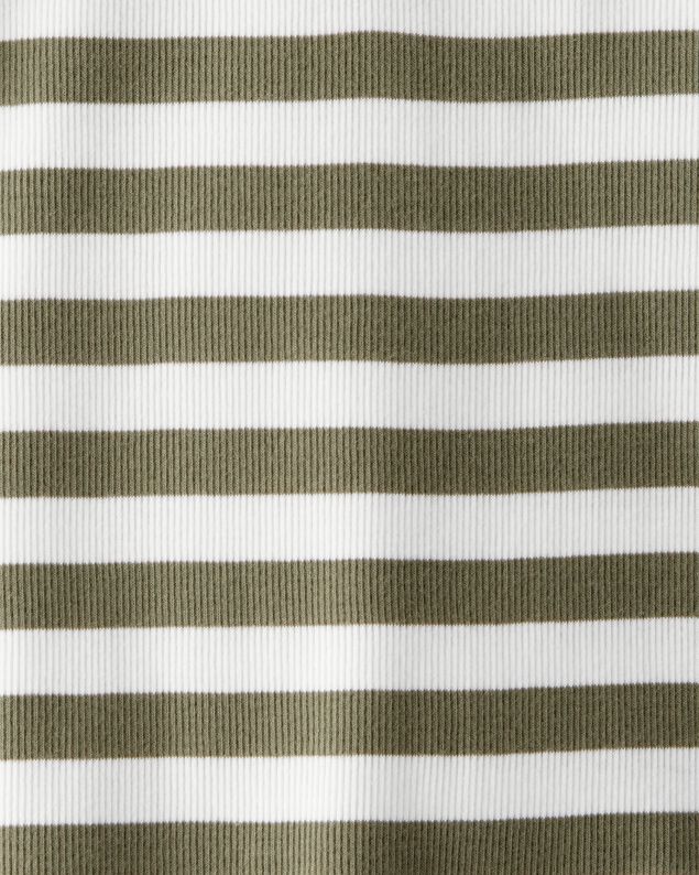 Product image 2 of Kid Ribbed Henley Striped Short-Sleeve Shirt - Green