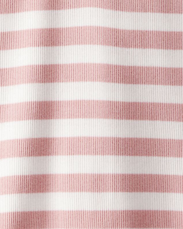 Product image 2 of Kid Ribbed Henley Striped Short-Sleeve Shirt - Pink