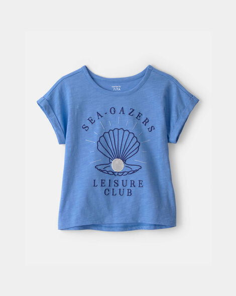 girls seashell top - blue
