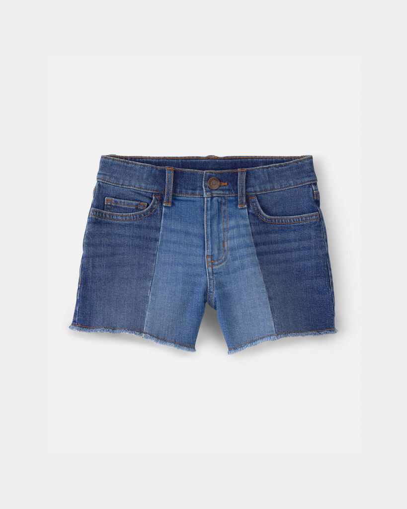 OshKosh B'gosh Girls Colorblock Denim Shorts - Dark Wash 10 Blue