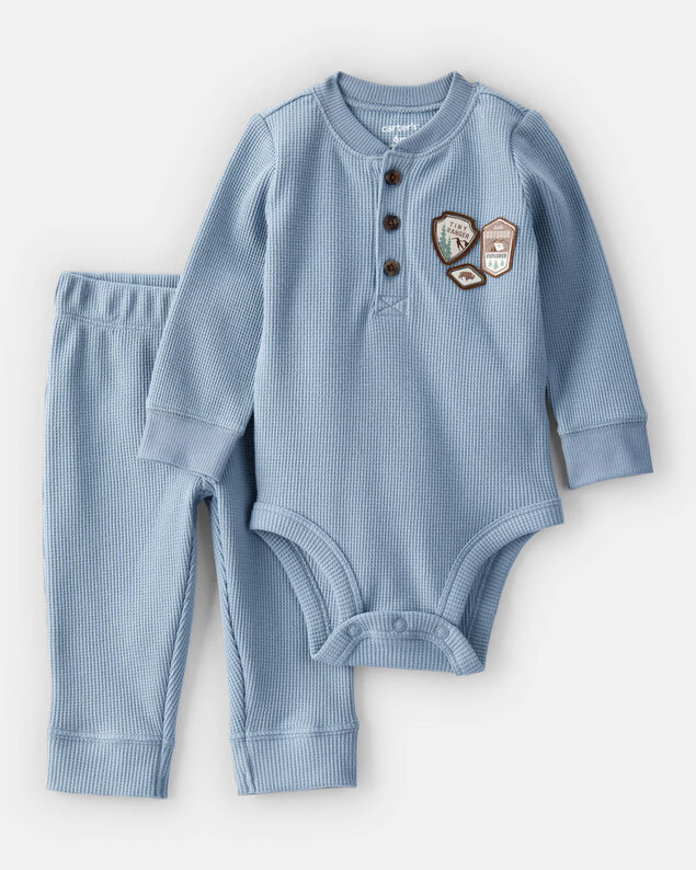 Product image 1 of Baby 2-Piece Park Ranger Thermal Bodysuit Pant Set - Blue