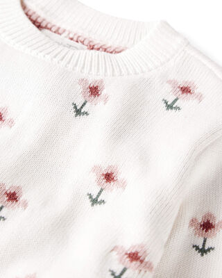 Product image 2 of Toddler Girl Organic Cotton Sweater Knit in Wildflower Maze Print