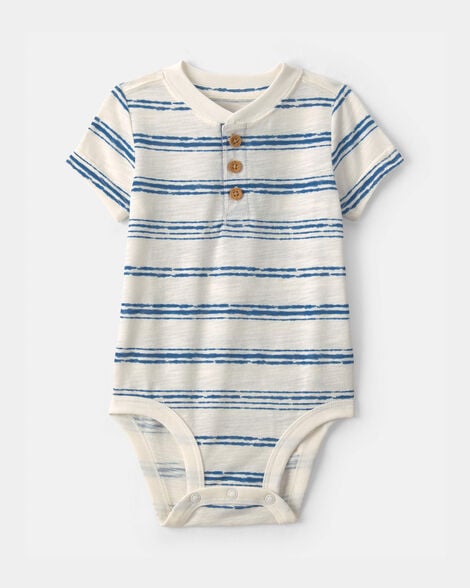 Baby Boy Striped Bodysuit - Blue/Ivory