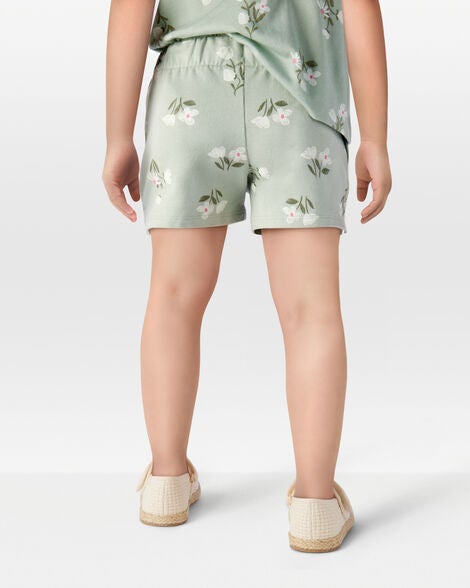  Product image 3 of Toddler Floral Pull-On French Terry Shorts - Green