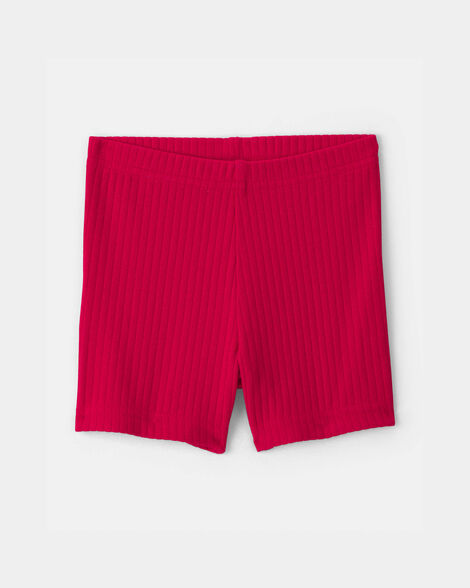 baby girl rib bike shorts - red