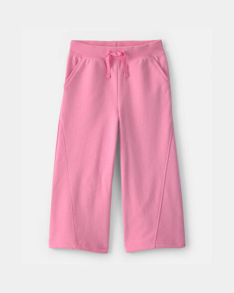 toddler girl french terry wide-leg pants - pink