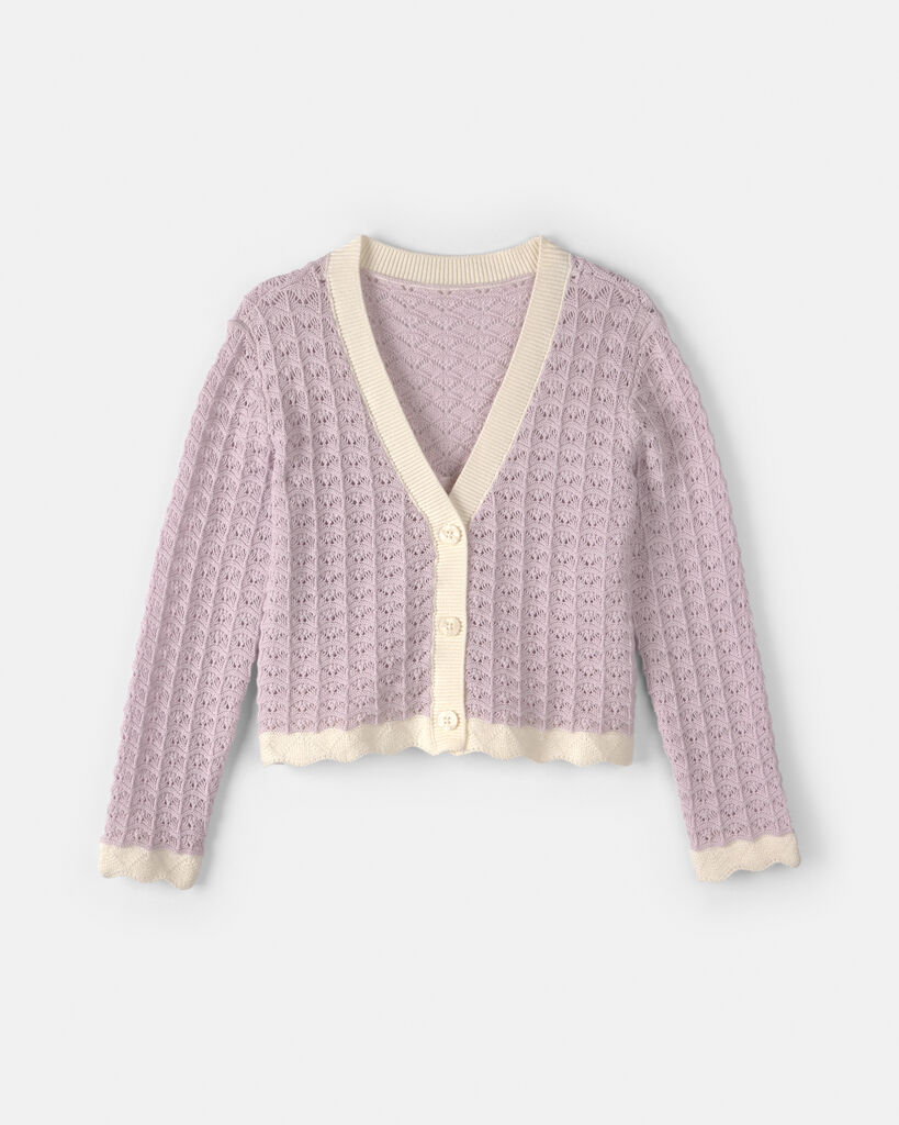 OshKosh B'gosh Girls Button-Down Knit Cardigan Sweater 10 Purple