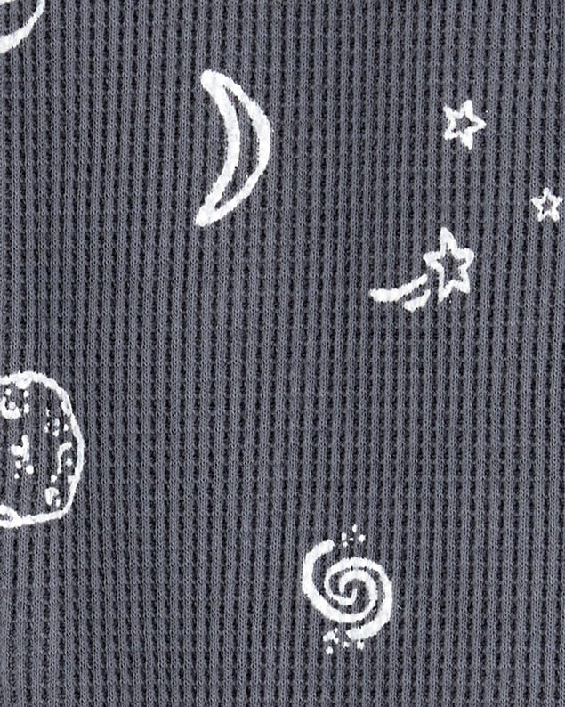 Product image 2 of Baby Boy Space Print 2-Way Zip Waffle Knit Sleep & Play - Grey