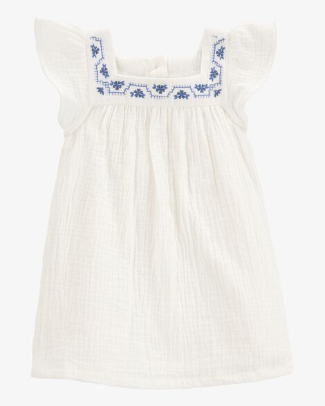  Product image 1 of Baby Solid Flutter-Sleeve Dress - White
